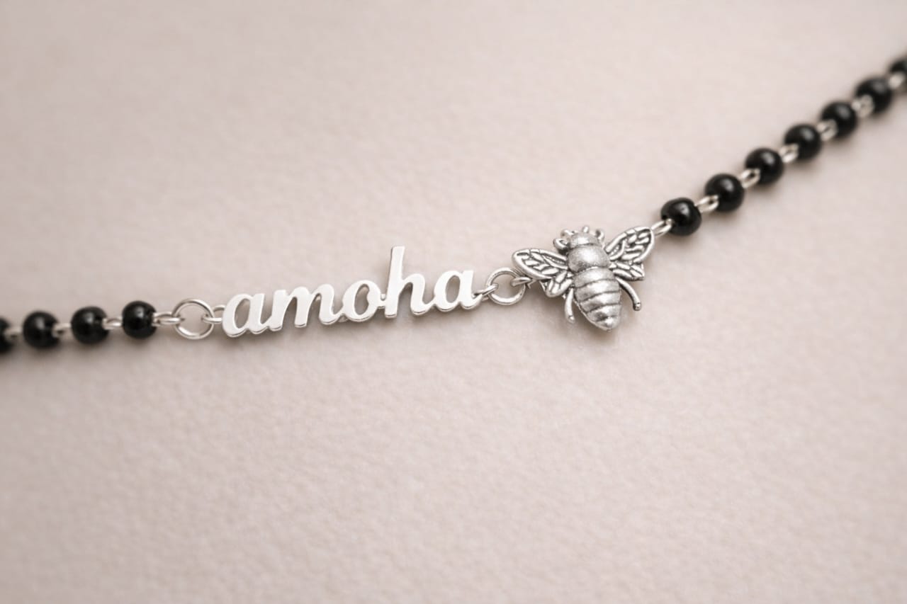 Personalized Silver Bee Nazariya Bracelet 🐝