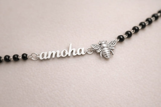 Personalized Silver Bee Nazariya Bracelet 🐝